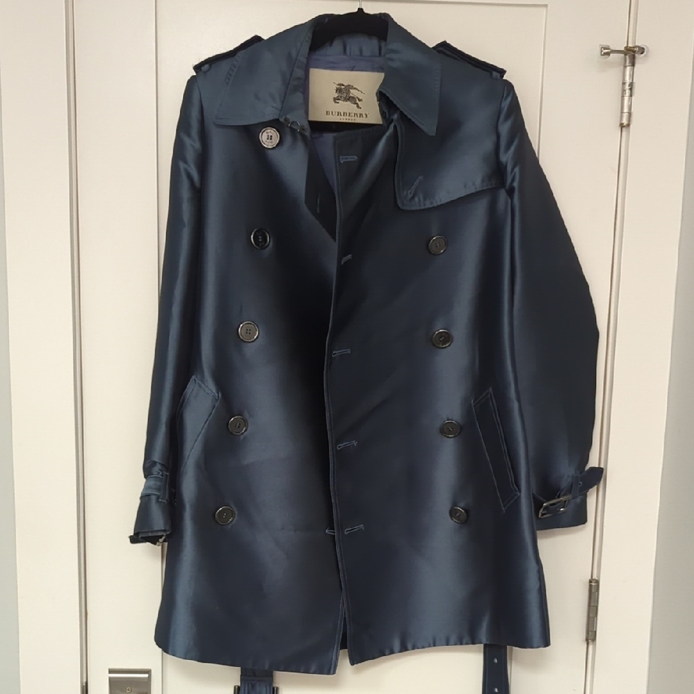 Burberry Midnight Blue Satin Trench Coat